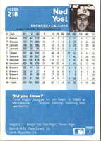 1984 Fleer Ned Yost #218