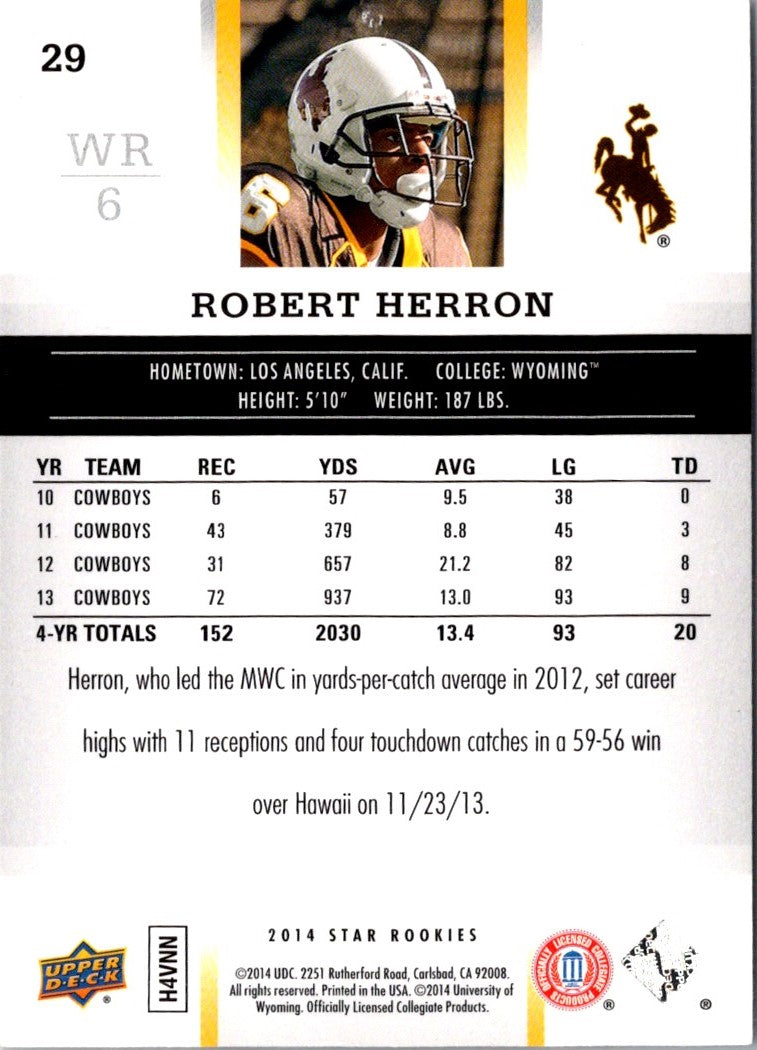 2014 Upper Deck Star Rookies Box Set SP Robert Herron