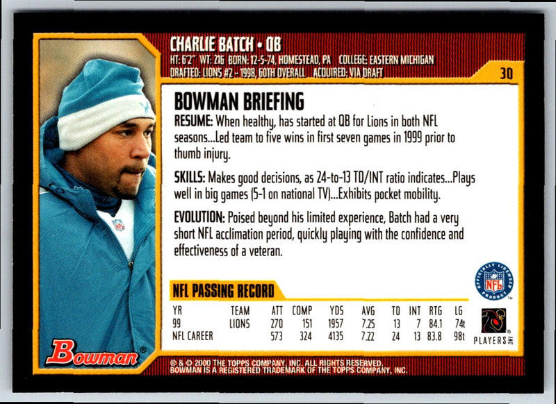 2000 Bowman Charlie Batch