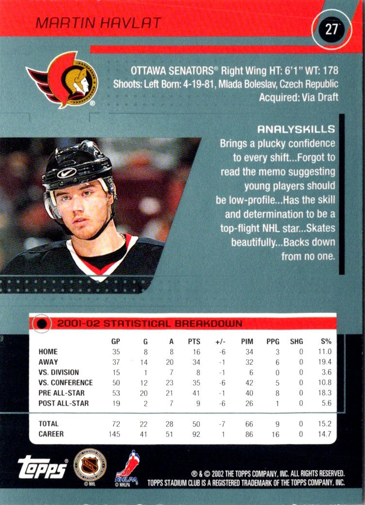 2002 Stadium Club Martin Havlat