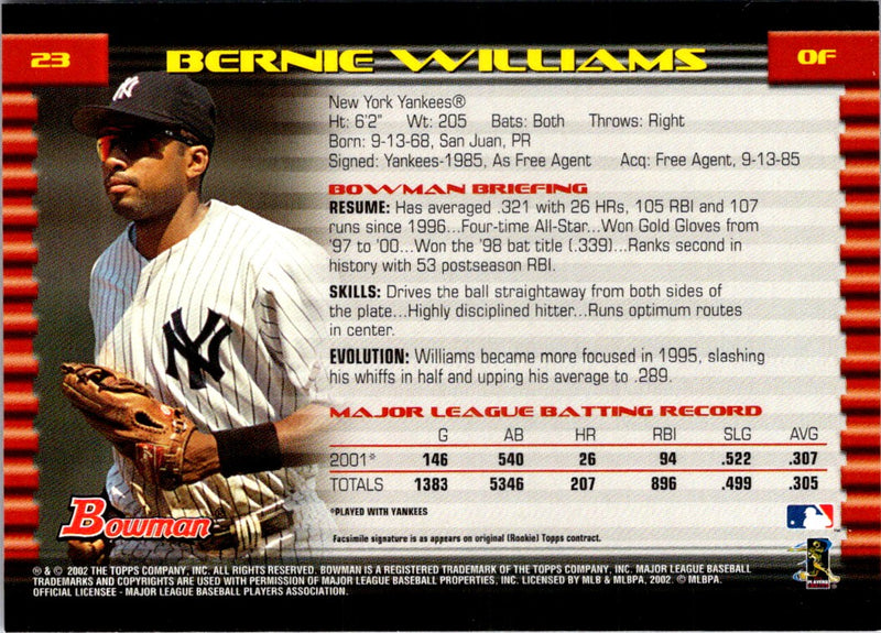 2002 Bowman Gold Bernie Williams