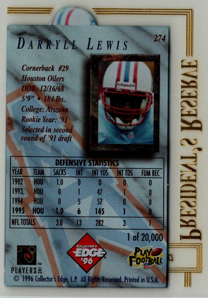1996 Collector's Edge President's Reserve Darryll Lewis