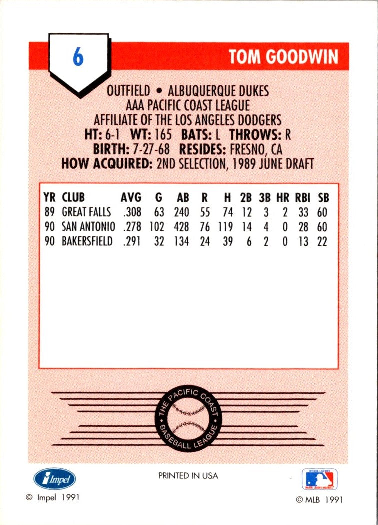 1991 Line Drive AAA Tom Goodwin