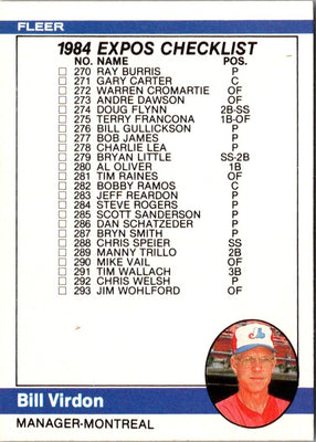 1984 Fleer Checklist: Expos/Mariners #658