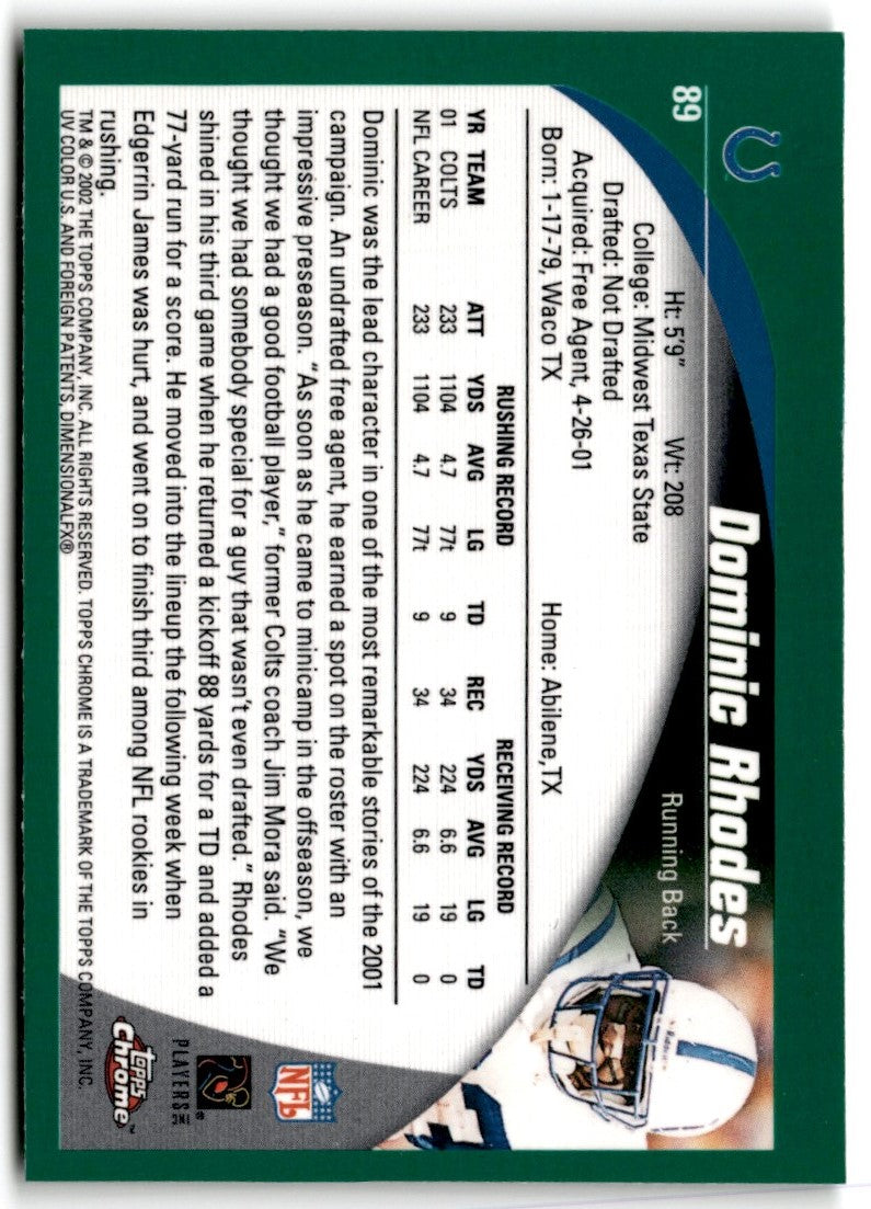 2002 Topps Chrome Dominic Rhodes