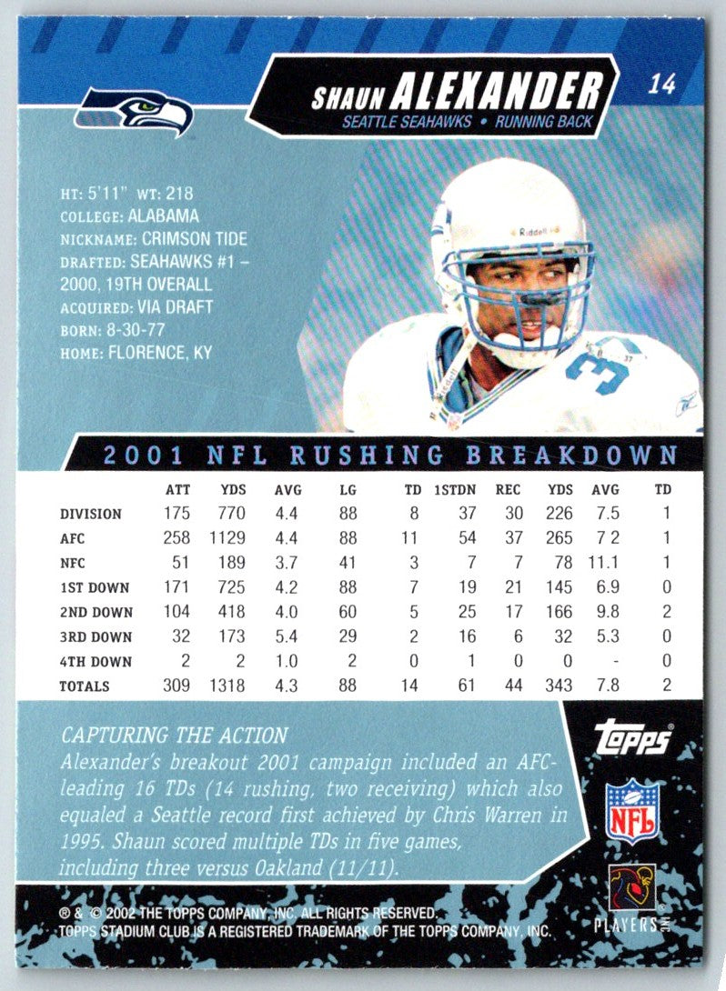 2002 Stadium Club Shaun Alexander
