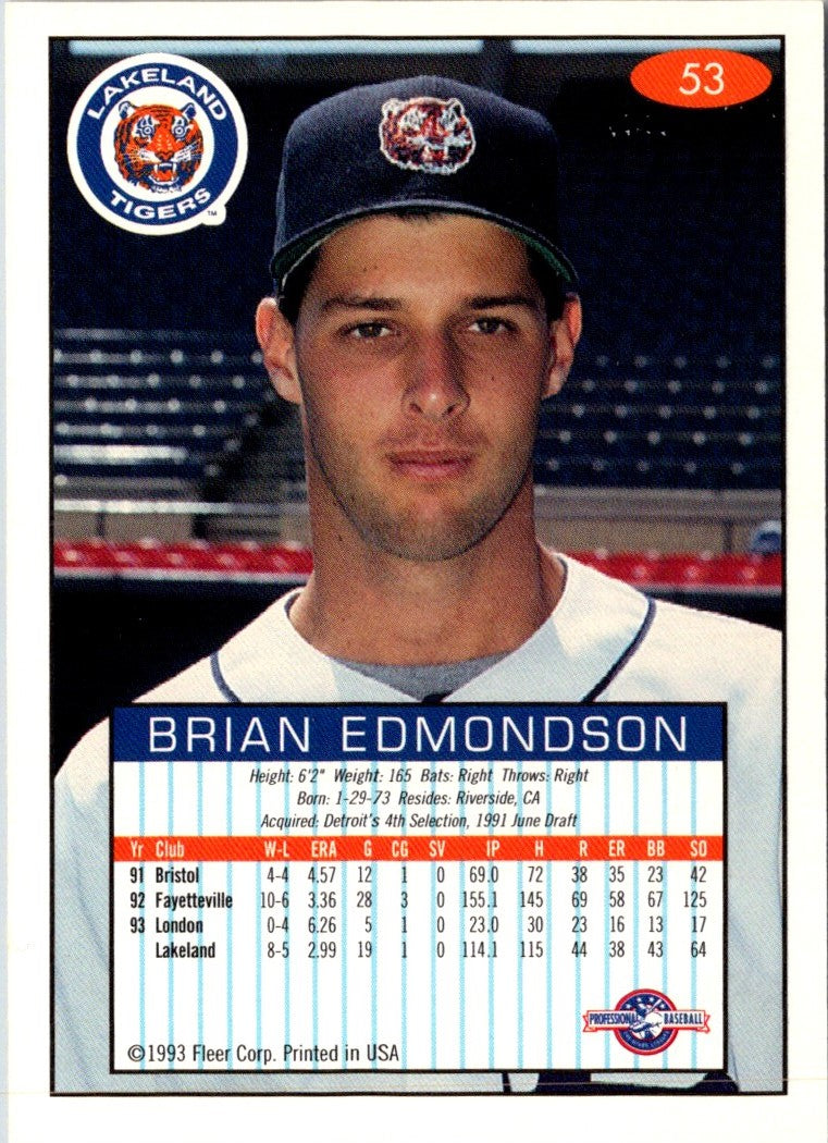 1993 Fleer Excel Brian Edmondson