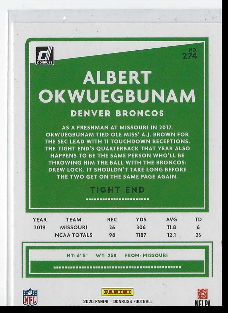 2020 Donruss Albert Okwuegbunam