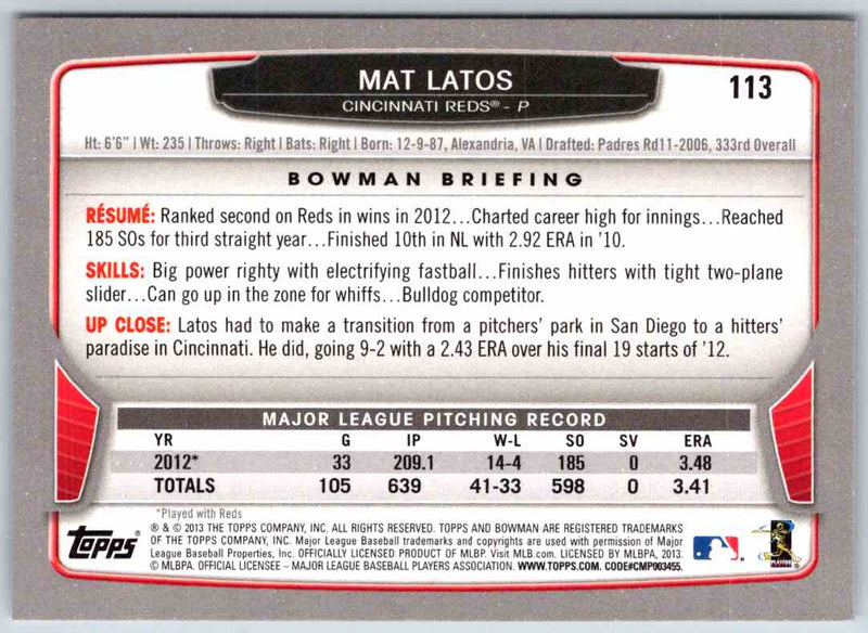 2013 Bowman Mat Latos