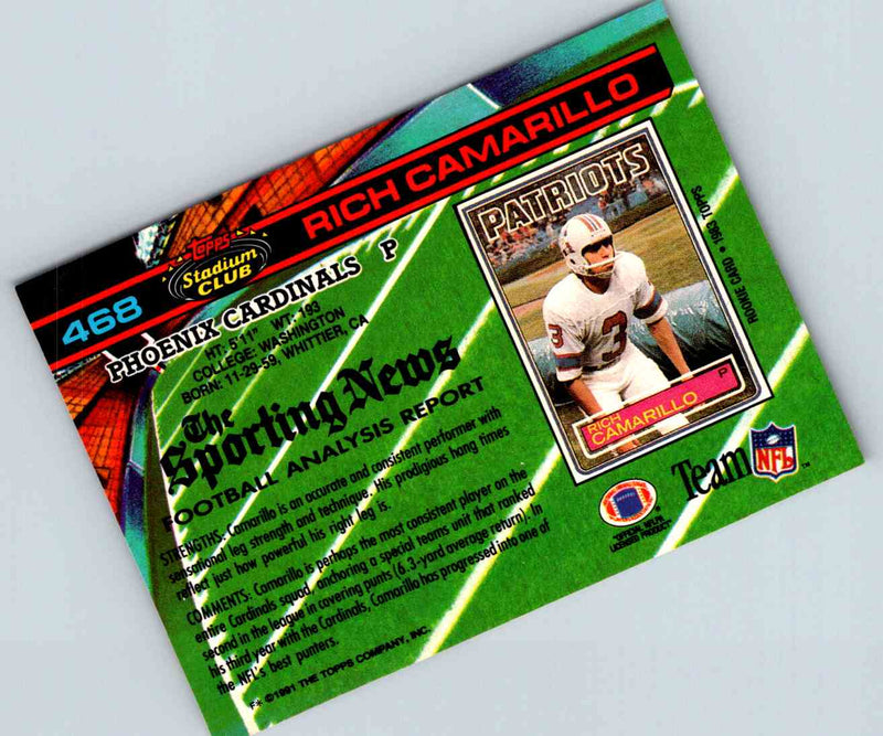 1991 Topps Stadium Club Football Rich Camarillo