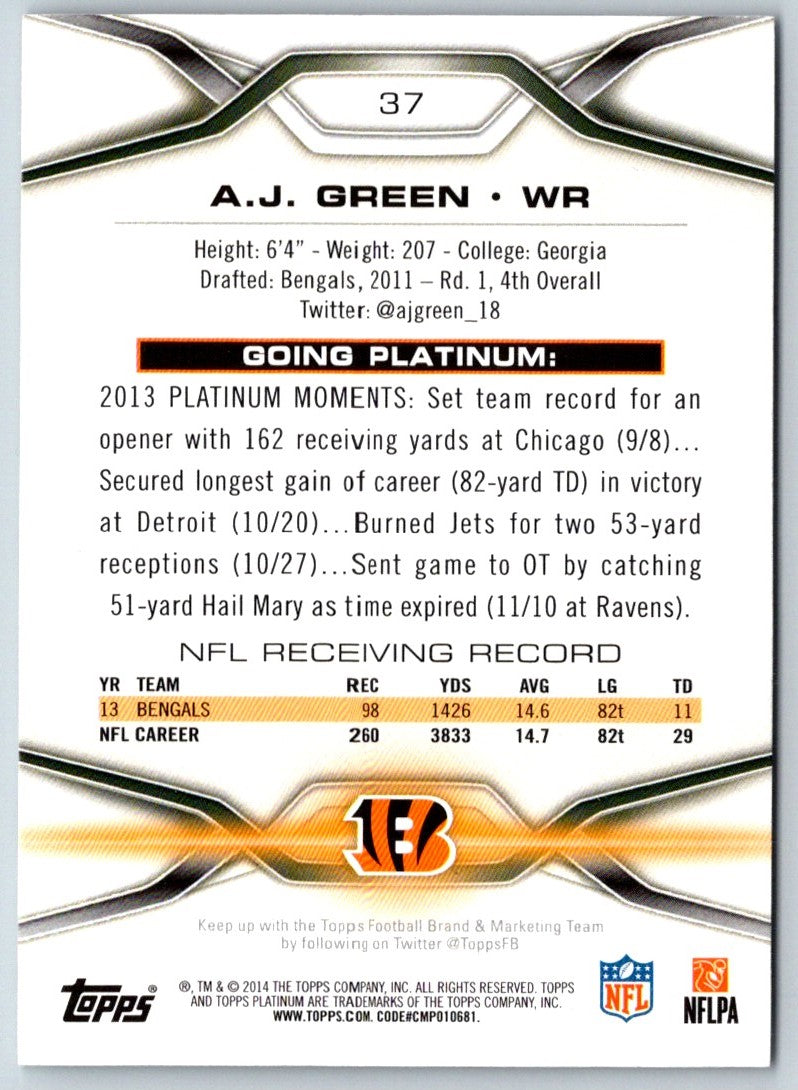 2014 Topps Platinum A.J. Green