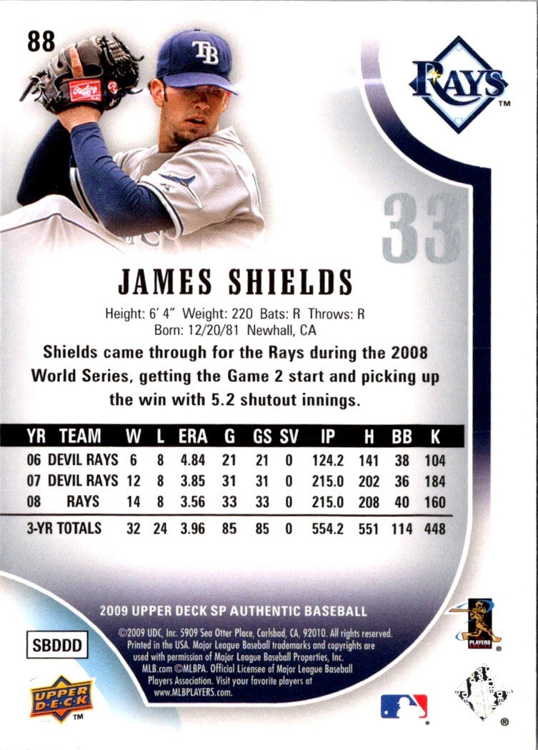 2009 SP Authentic James Shields