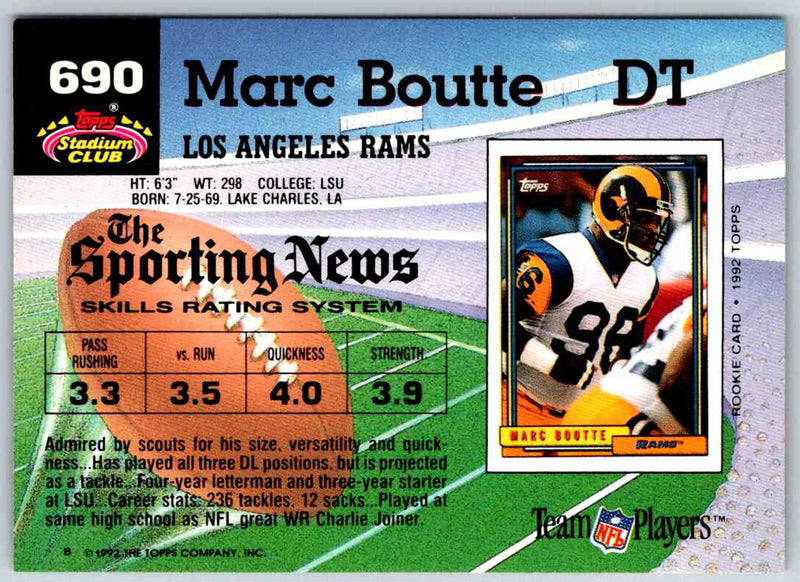 1992 Topps Stadium Club Football Marc Boutte