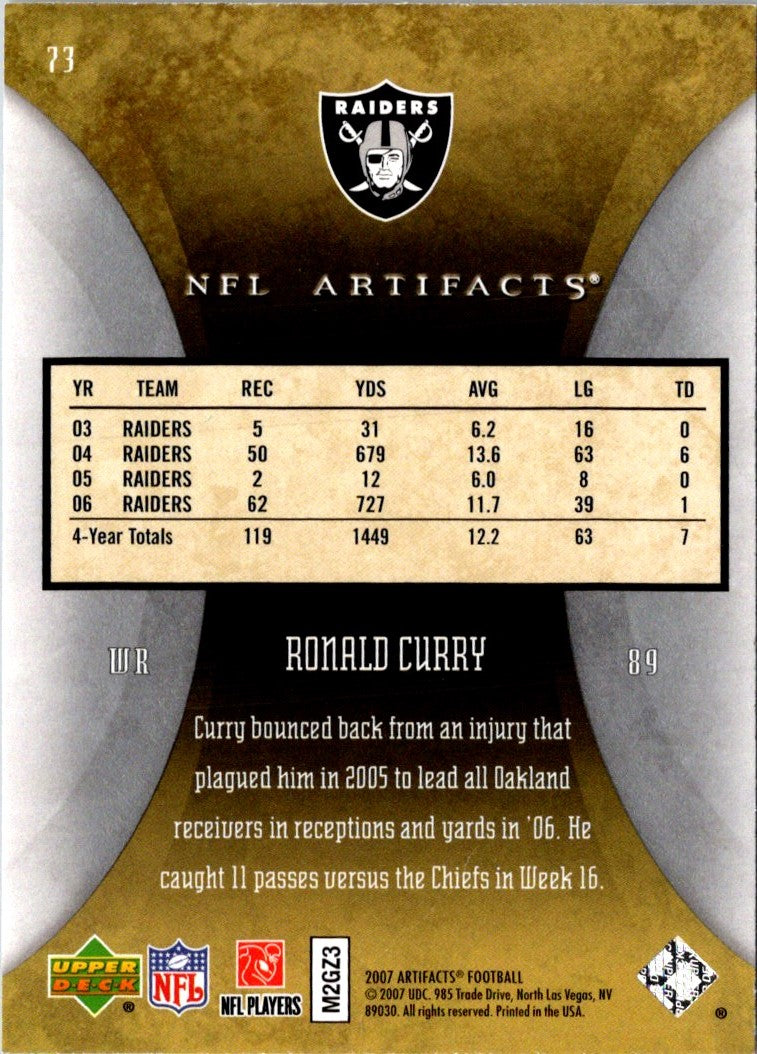 2007 Upper Deck Artifacts Ronald Curry