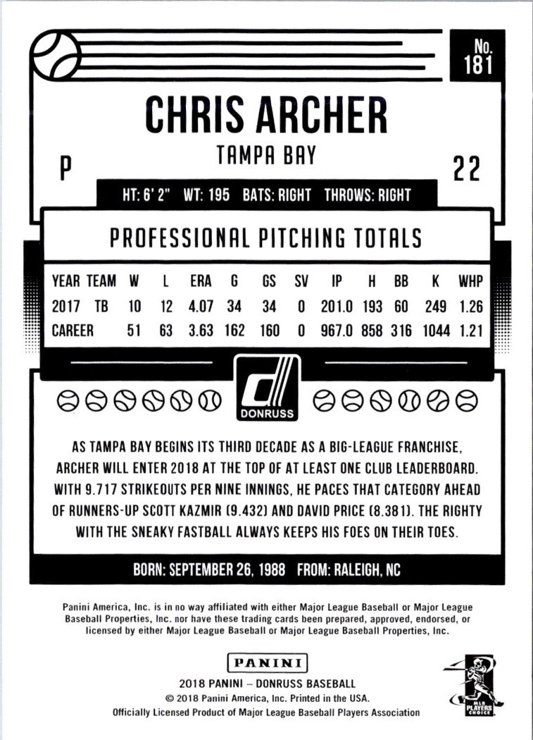 2018 Donruss Chris Archer
