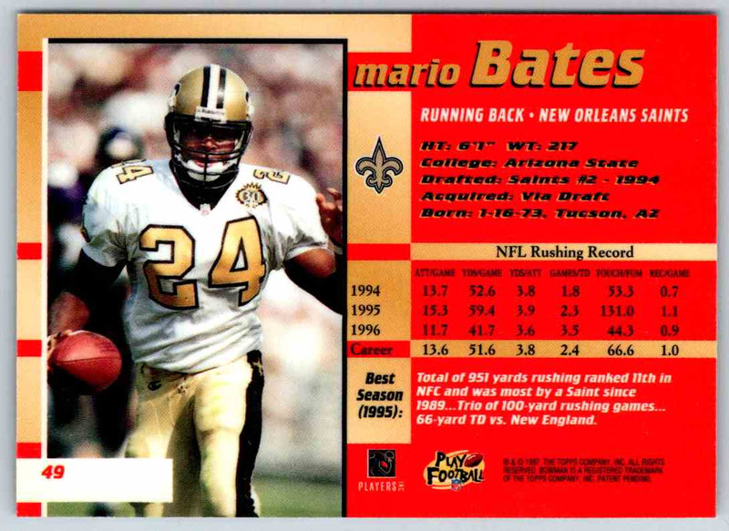 1991 Bowman BestFootball Mario Bates