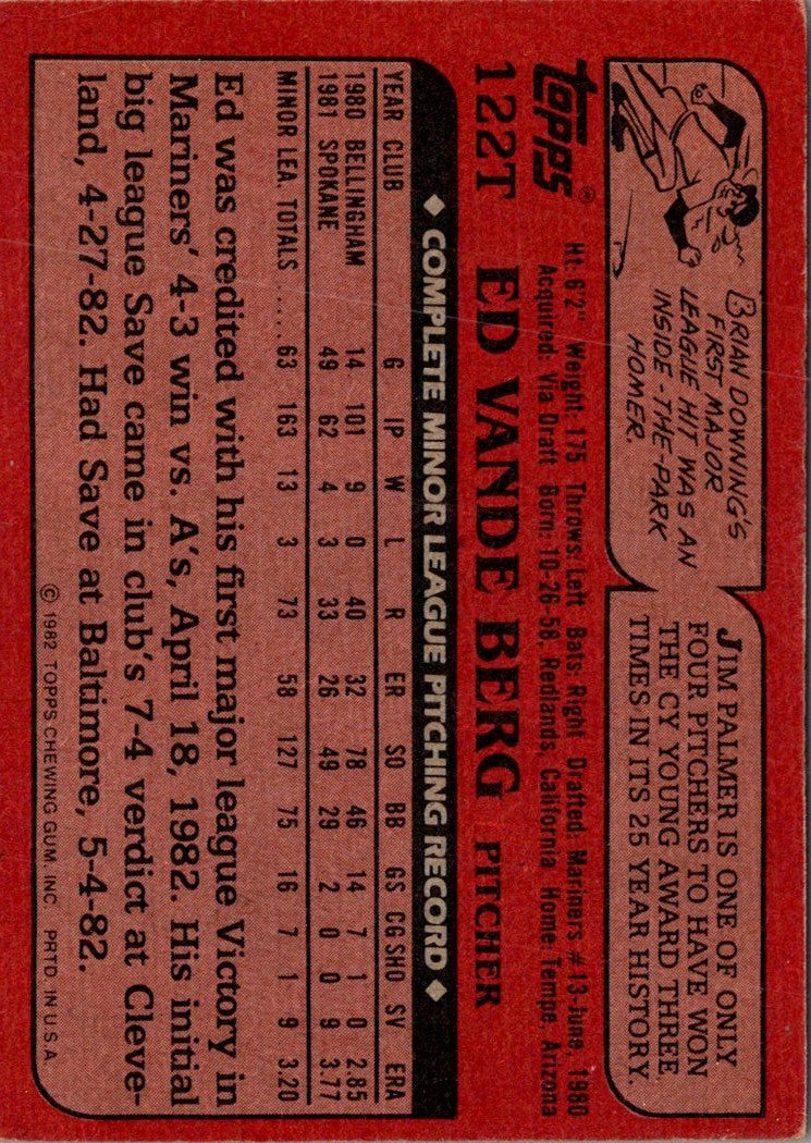 1982 Topps Traded Ed Vande Berg