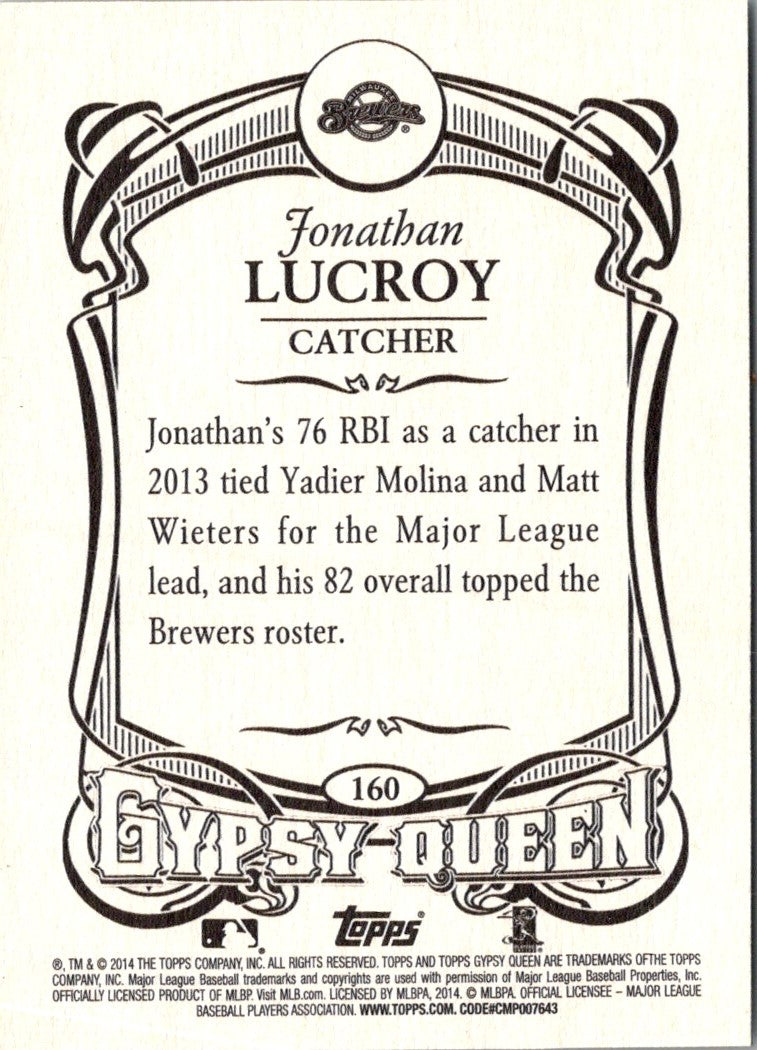 2014 Topps Gypsy Queen Jonathan Lucroy