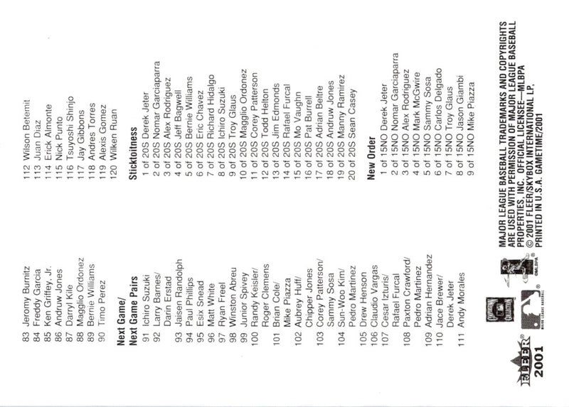 2002 Ultra Checklists Checklist Checklist 2
