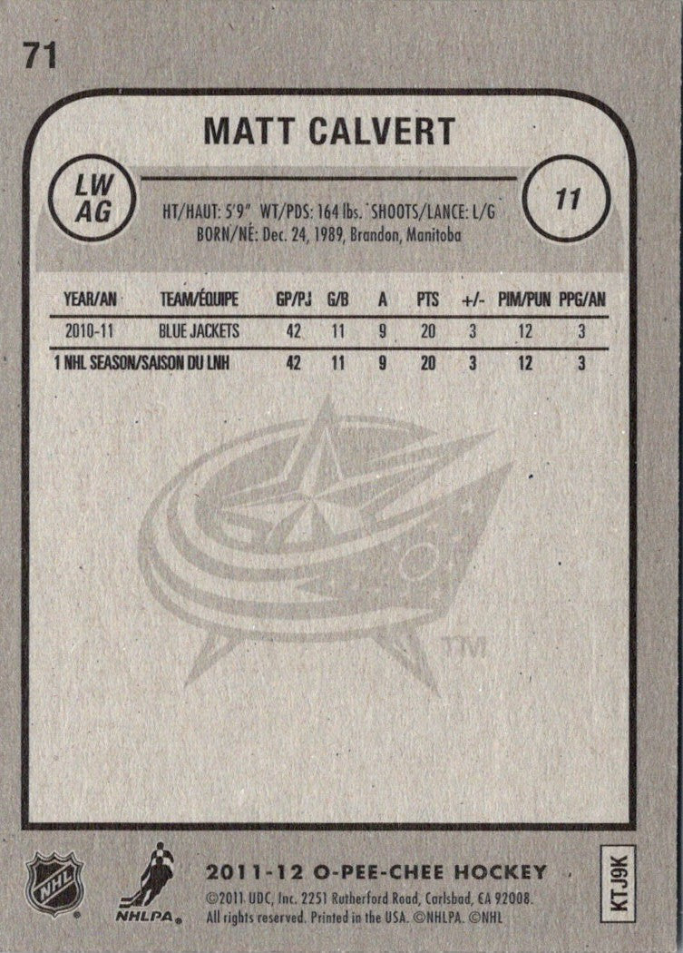 2011 O-Pee-Chee Matt Calvert