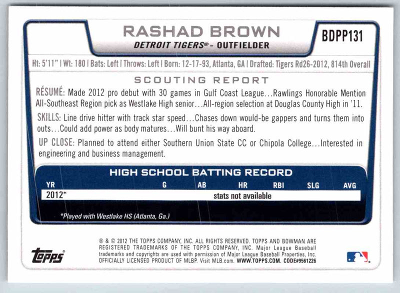 2012 Bowman Rashad Brown