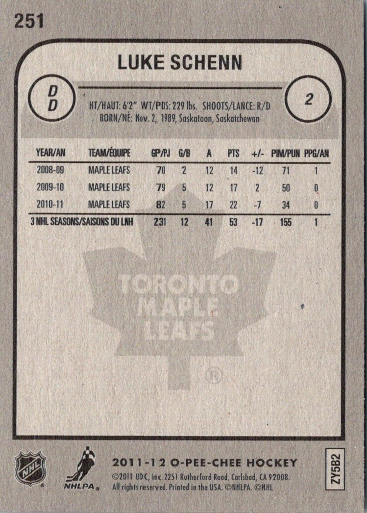 2011 O-Pee-Chee Luke Schenn