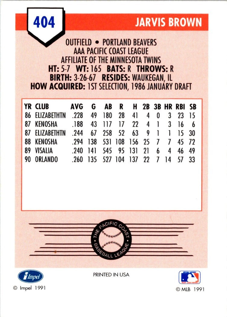 1991 Line Drive AAA Jarvis Brown
