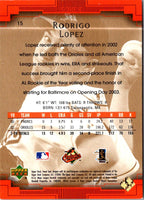 2003 Upper Deck Sweet Spot Rodrigo Lopez #15
