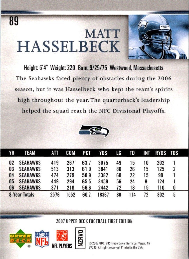 2007 Upper Deck First Edition Matt Hasselbeck