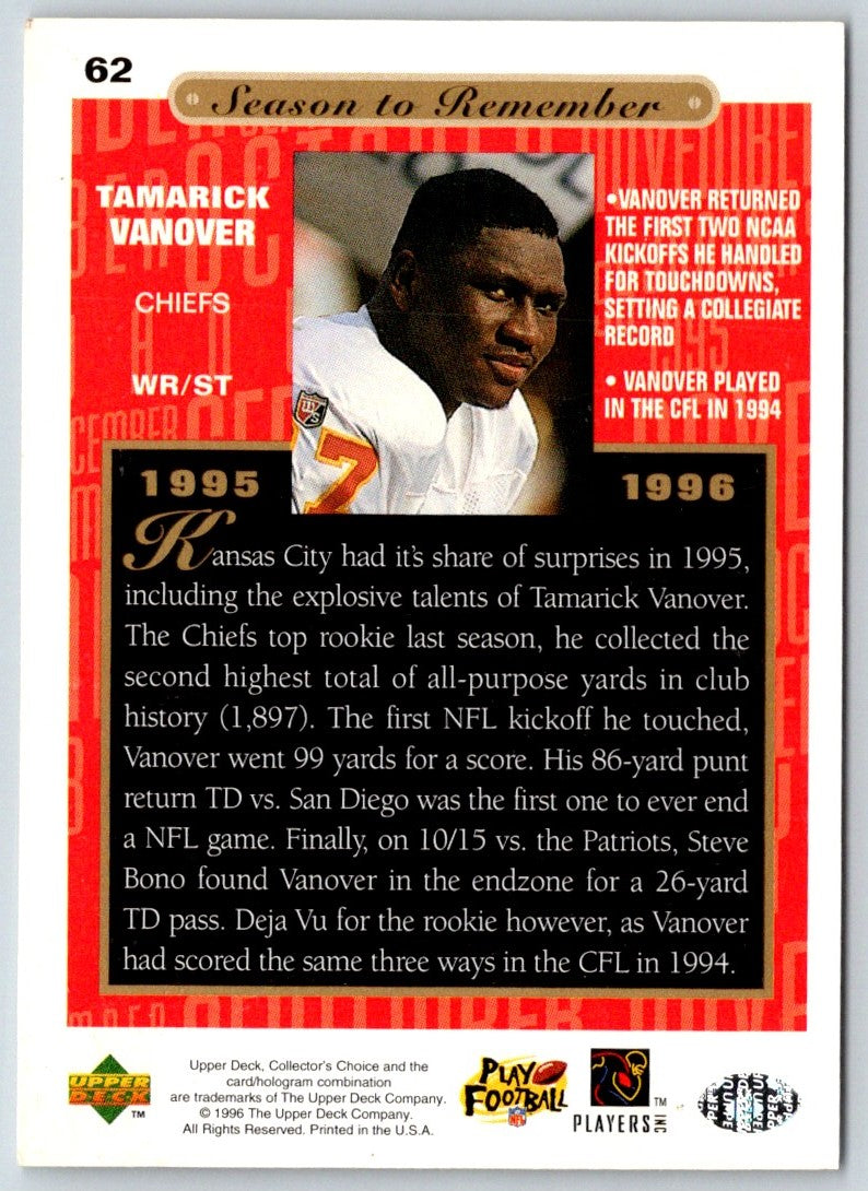 1996 Collector's Choice Season to Remember Blow-ups Tamarick Vanover