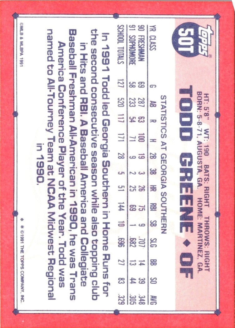 1991 Topps Traded Todd Greene