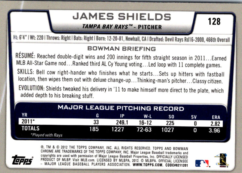 2012 Bowman Chrome James Shields