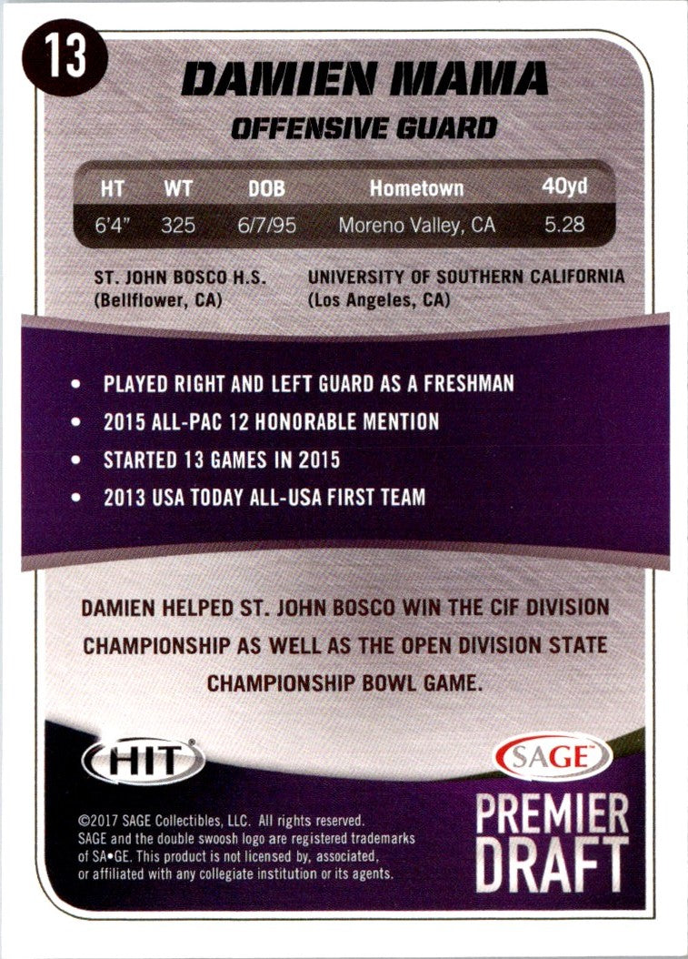 2017 SAGE HIT Damien Mama