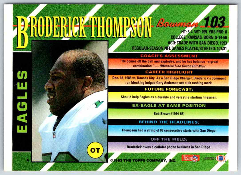 1993 Bowman Football Broderick Thompson