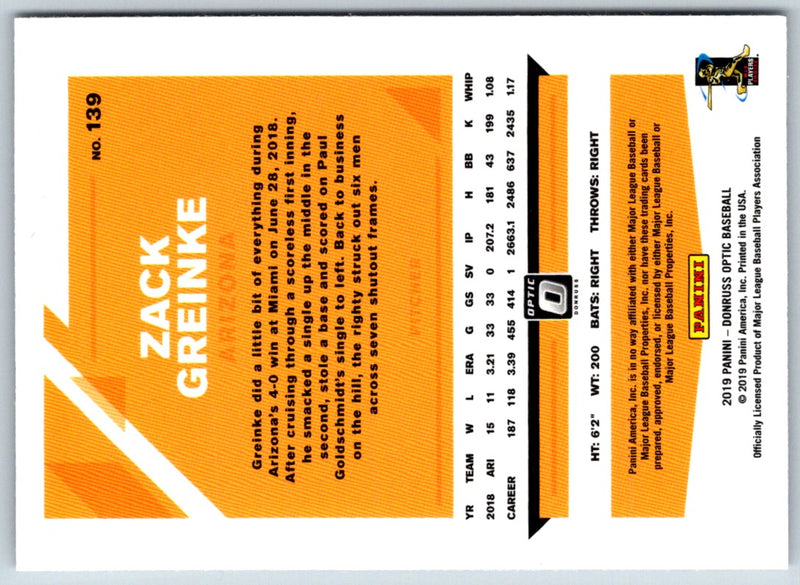 2018 Donruss Optic Zack Greinke