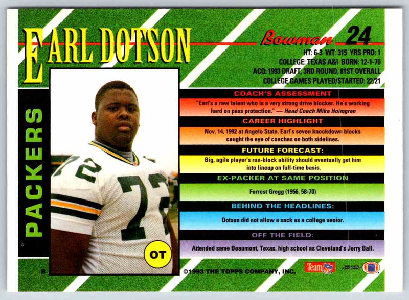 1993 Bowman Football Earl Dotson