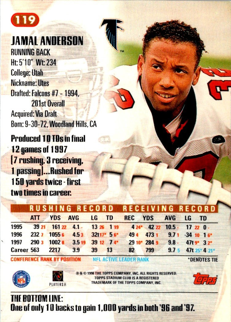 1998 Stadium Club Jamal Anderson