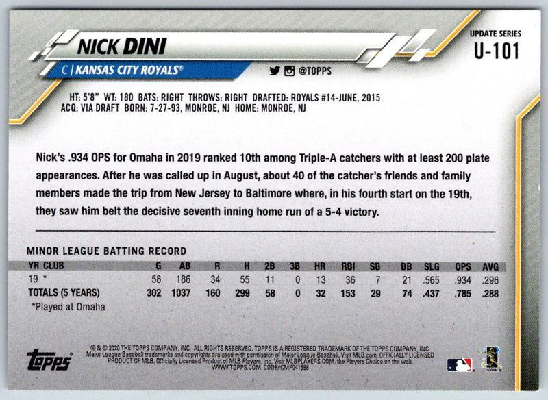 2020 Topps Update Nick Dini