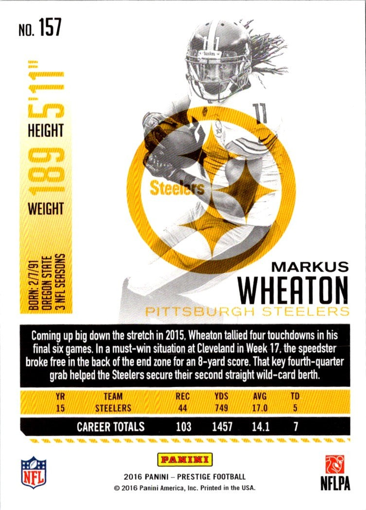 2016 Panini Prestige Markus Wheaton