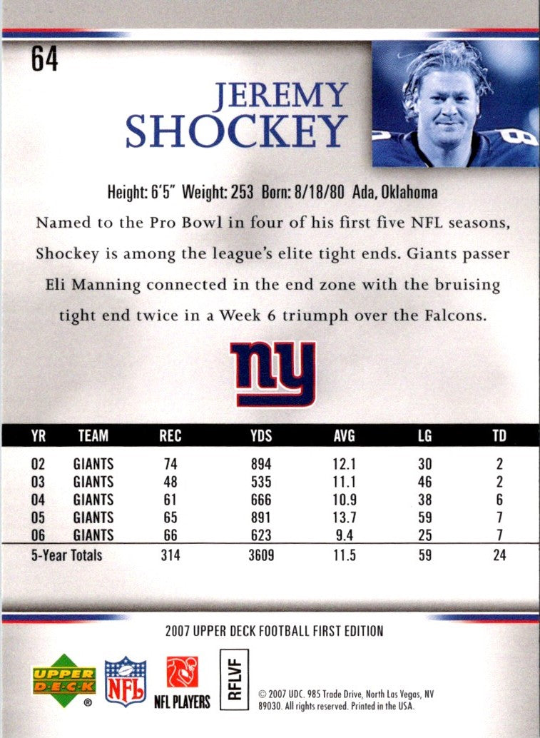 2007 Upper Deck First Edition Jeremy Shockey