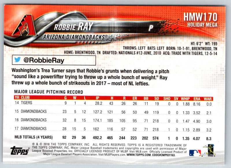 2018 Topps Holiday Robbie Ray
