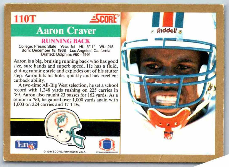 1991 Score Aaron Craver