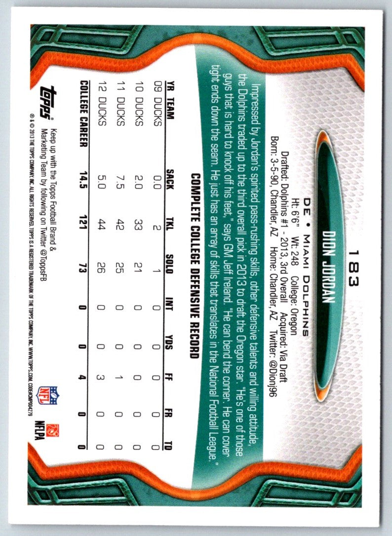 2013 Topps Base Rookie Variation Autographs Dion Jordan