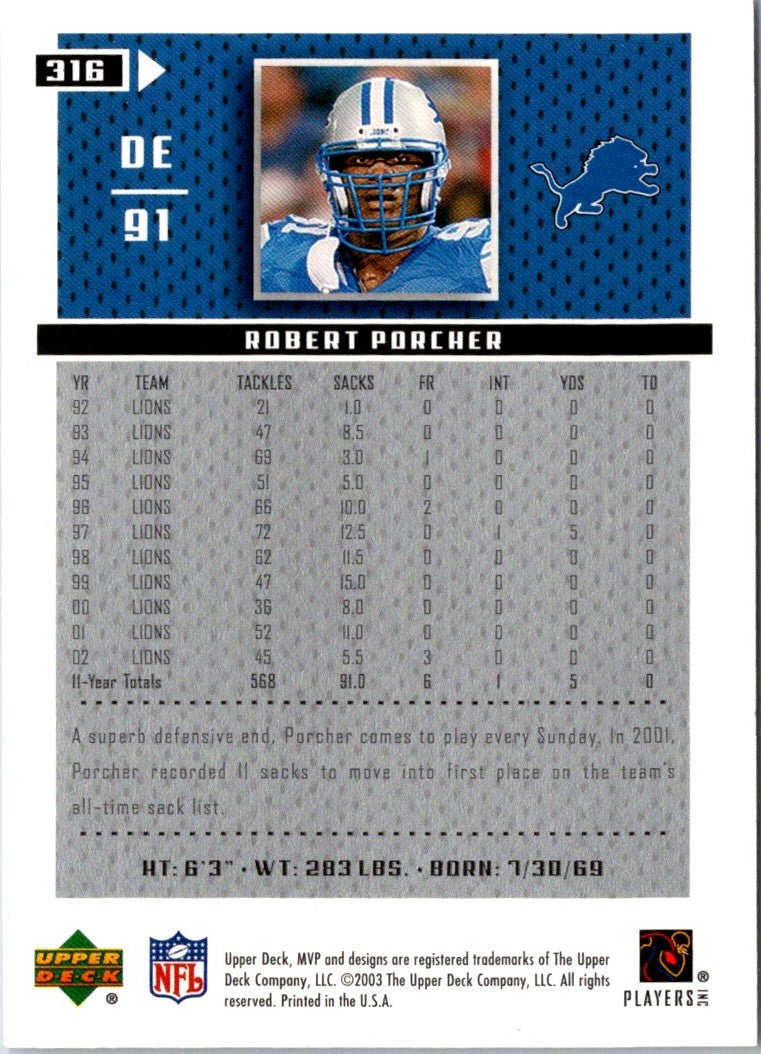 2003 Upper Deck MVP Robert Porcher