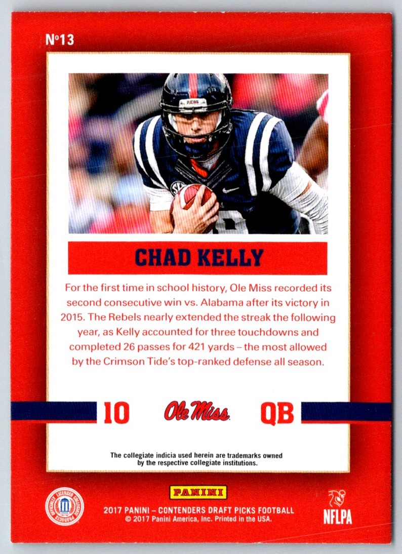 2017 Panini Contenders Draft Picks School Colors Chad Kelly