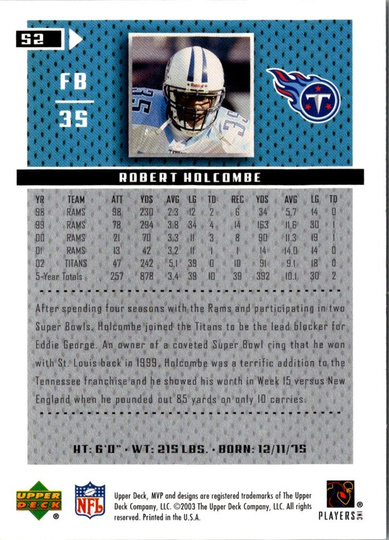 2003 Upper Deck MVP Robert Holcombe