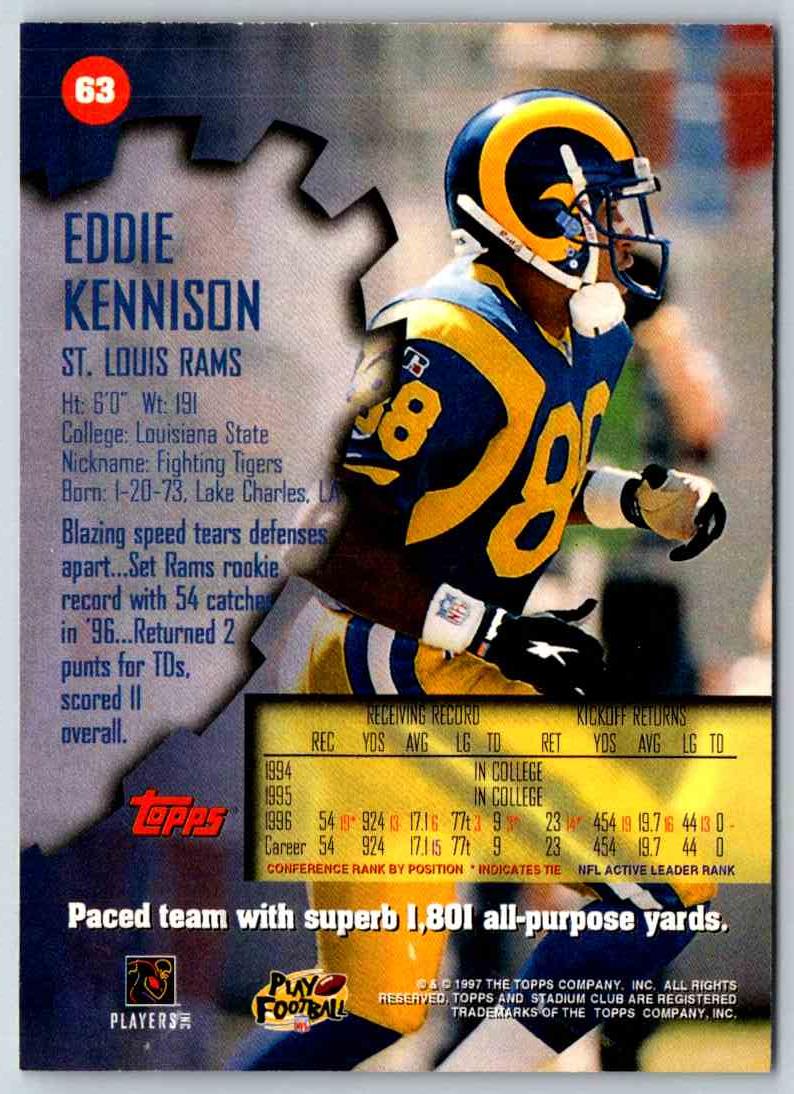 1997 Topps Stadium Club Football Eddie Kennison