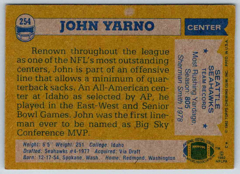 1982 Topps John Yarno