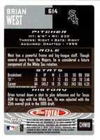 2002 Topps Total Brian West #614 Rookie