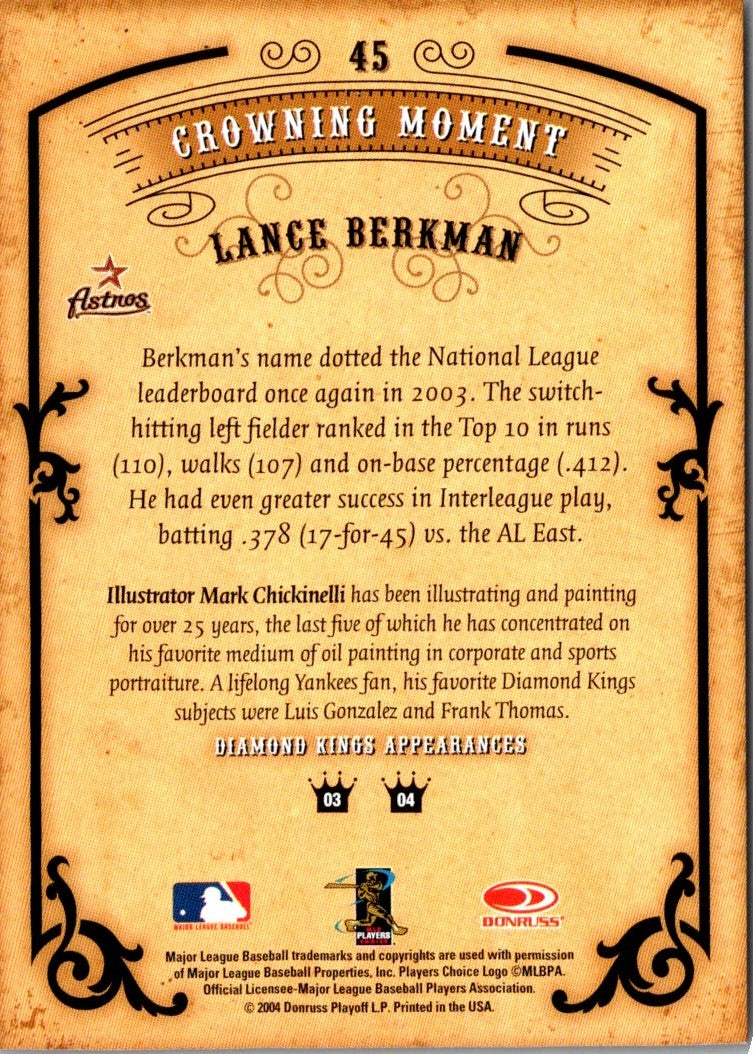 2004 Donruss Diamond Kings Lance Berkman